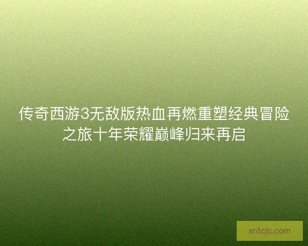 传奇西游3无敌版热血再燃重塑经典冒险之旅十年荣耀巅峰归来再启