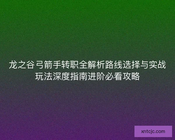 龙之谷弓箭手转职全解析路线选择与实战玩法深度指南进阶必看攻略