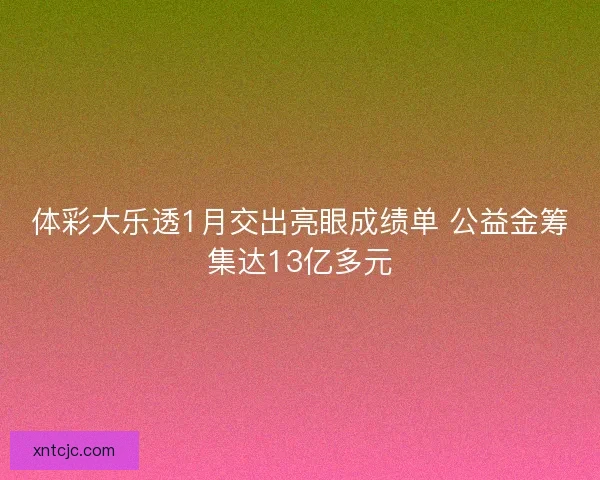 体彩大乐透1月交出亮眼成绩单 公益金筹集达13亿多元